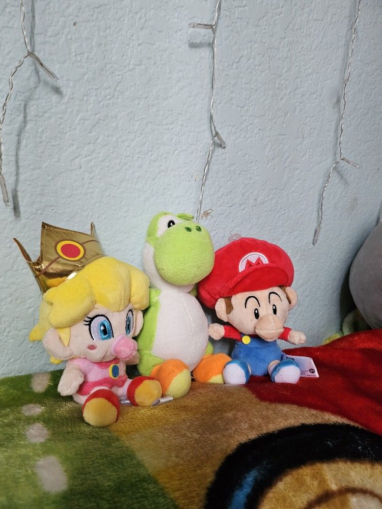Baby Mario Plush Toy; Along With Baby Peach & Yoshi