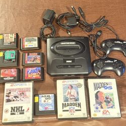 Sega Genesis MK-1631 System Console w/ Controllers, Cords, & Games
