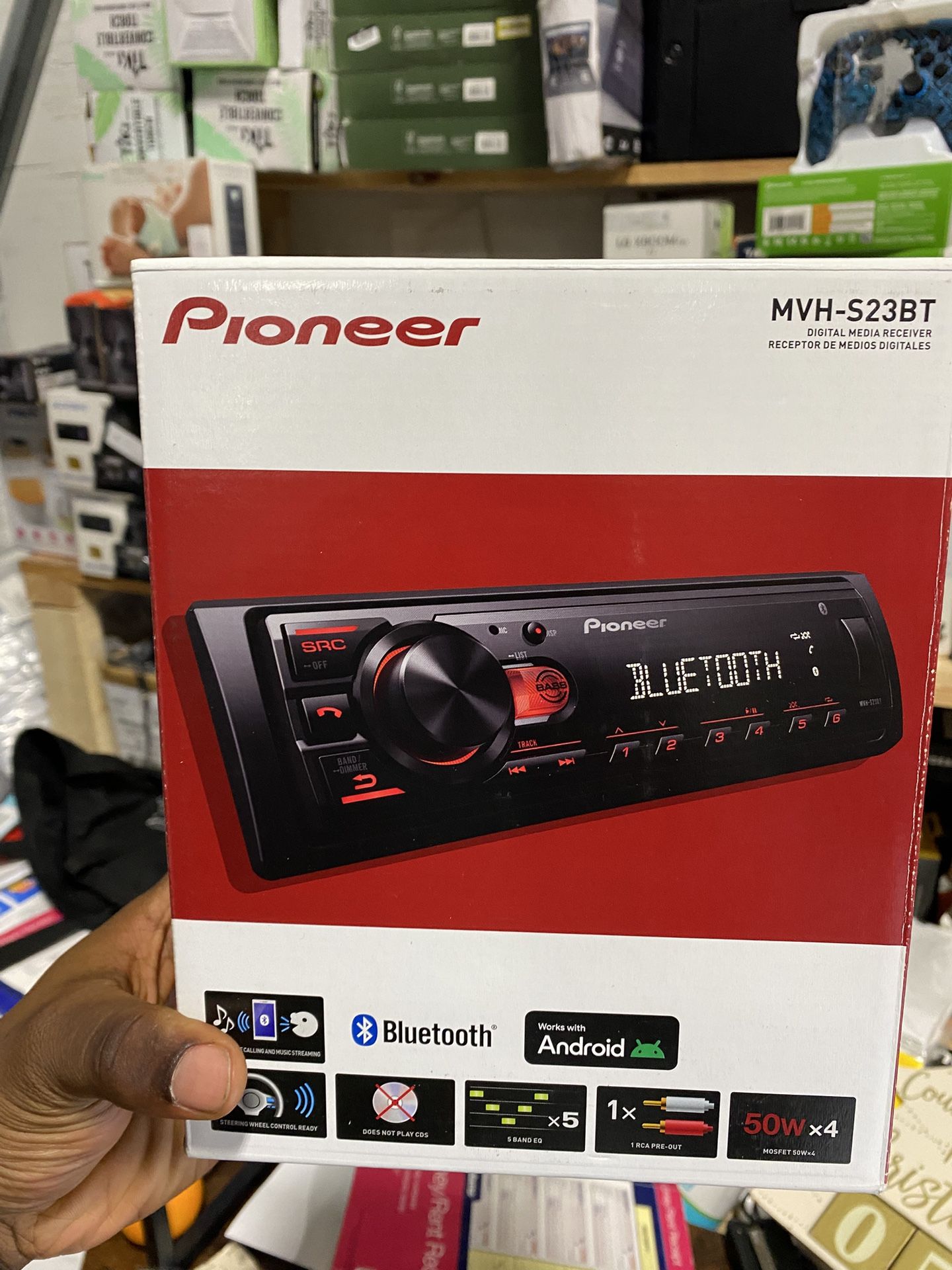Pioneer MVH-S23BT Single Din Bluetooth Car Stereo Digital Media Receiver, Android Compatible (New)