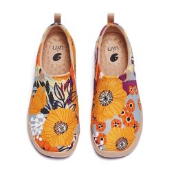UIN Women's Slip On Casual Loafers Art Painted Shoes(Marigolds)133 no box