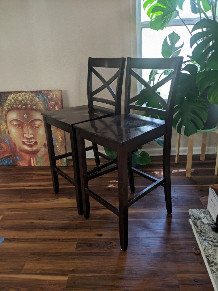 🌿🌀Tall Bar Stools, Dark Wood🌀🌿$50