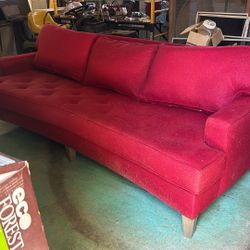 Cool Curved Red Boucle Couch