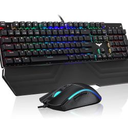 HAVIT KB389L Mechanical Keyboard and Mouse Combo 104 Keys with Detachable Wrist Rest