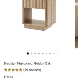 Mopio Brooklyn Nightstand Golden Oak Fluted Drawer