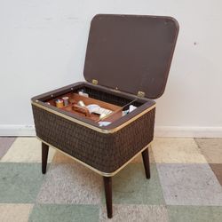 Mid Century Modern Hawkeye Sewing Box By Burlington Baskets