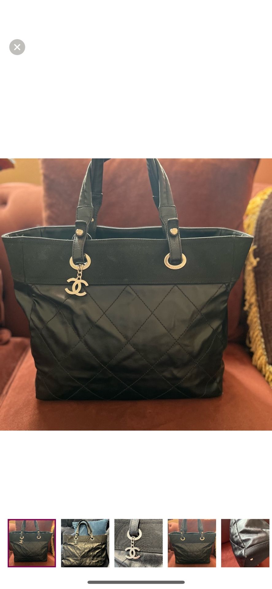 Chanel Black Quilted Tote with Iconic CC Charm
