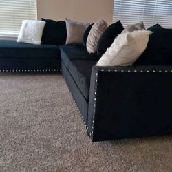 Brand New Black Velvet Sectional 