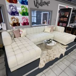 Lipa Velvet Double Chaise "U" Shape Section