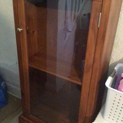 Wood Cabinet With Glass Door. 