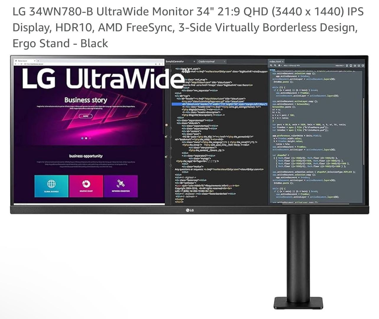 LG 34 Inch Ultra wide Monitor HDR 4k Resolution