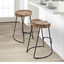 Counter Height Barstools With Wooden Seats $80 For Both! 