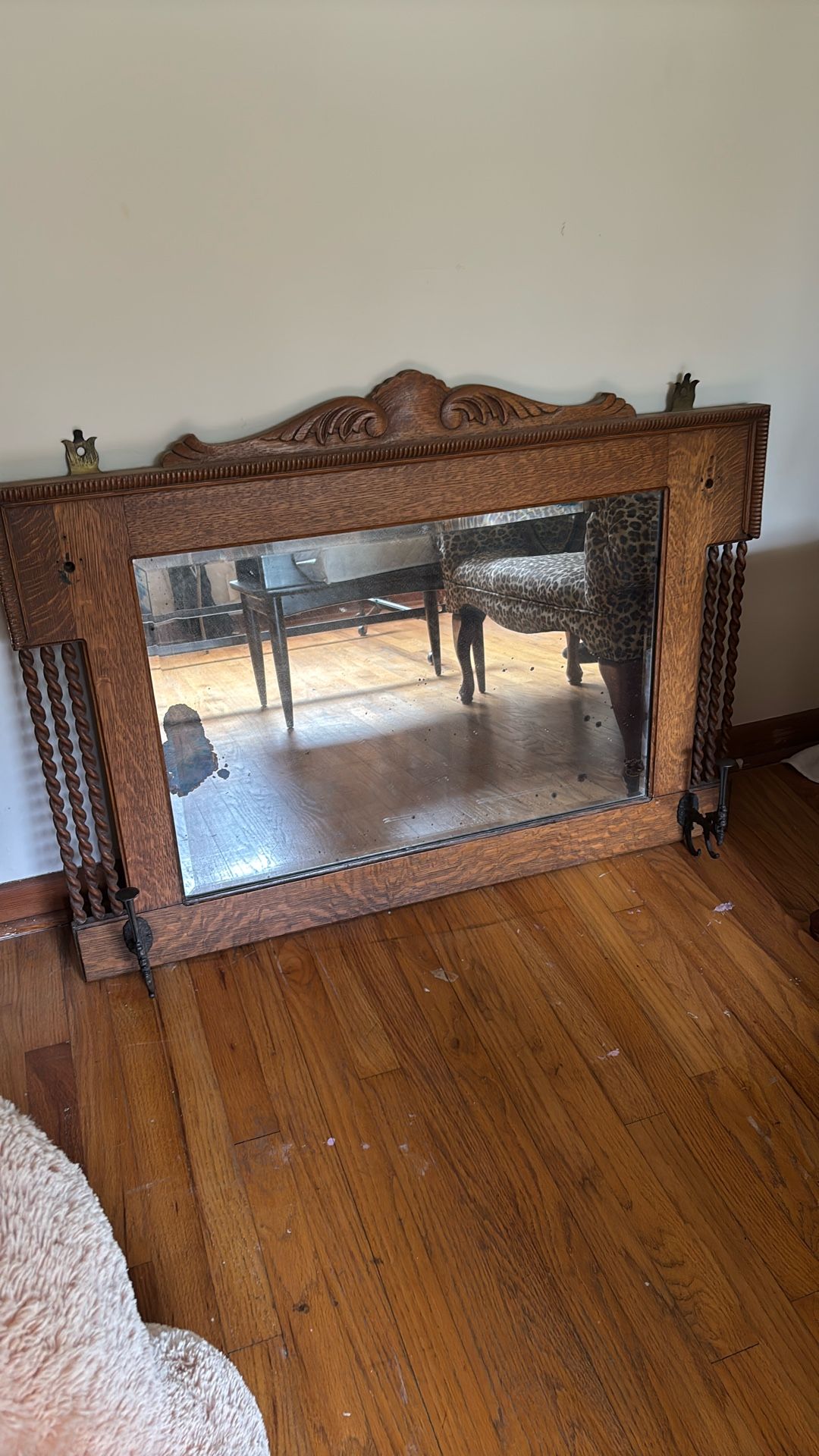 Antique mirror and coat tree