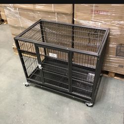 Dog Cage Kennel Size 37” Medium With Metal Floor Grid