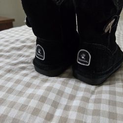 Bearpaw Black Fur Toddler Boots
