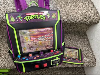 Loungefly Teenage Mutant Ninja Turtles 40th Anniversary Vintage Arcade Mini Backpack, Black/Charcoal, Taglia unica