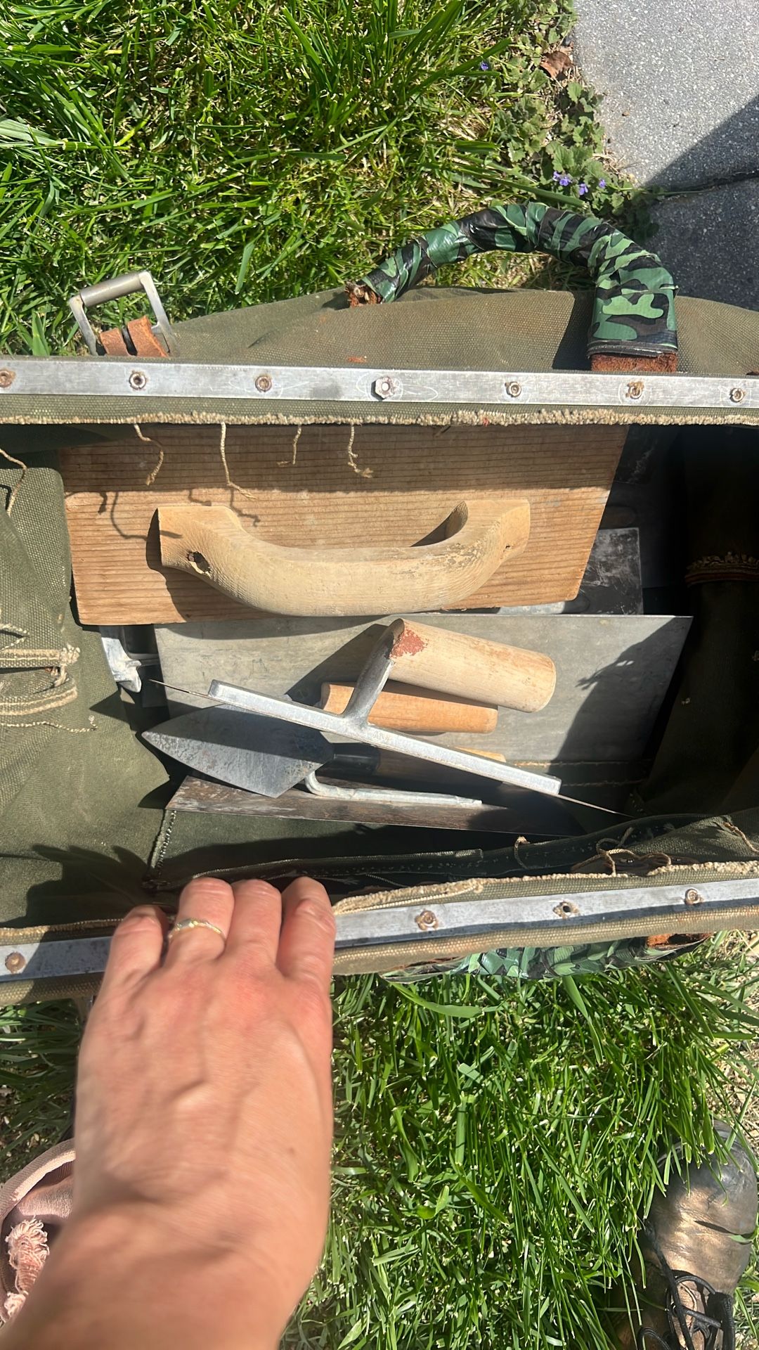 Vintage Tools In Old Army Bag