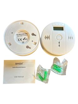 SHYEEH Carbon Monoxide Detector 2 Pack CO Alarm Digital LCD Display White