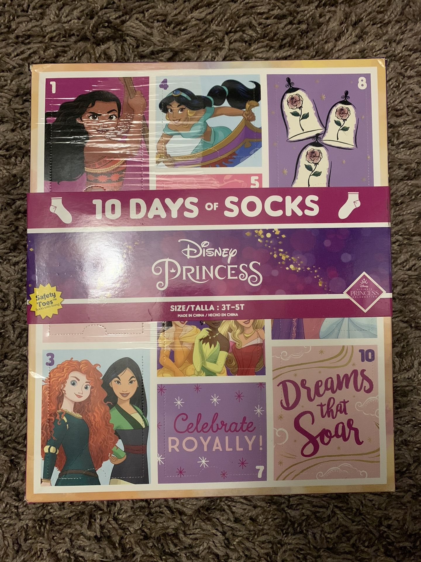Disney Princess 10 Days of Socks Size 3t-5t New