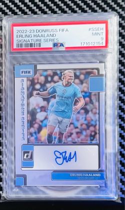 2022-23 Donruss FIFA Erling Haaland Signature Series Auto PSA 9