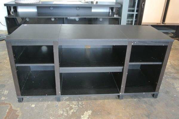 Parsons TV Stand / Entertainment Center For TVs up to 50″ in Black Oak