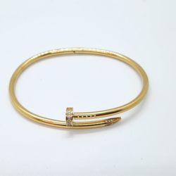 Gold Nail Bracelet Stainless Steel Gold Plated