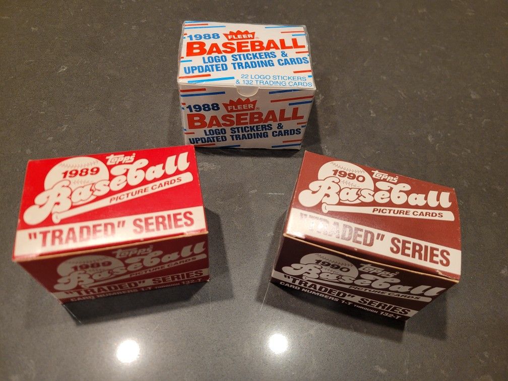 Baseball Card Traded Sets 1988, 1989, 1990 Nice Shape