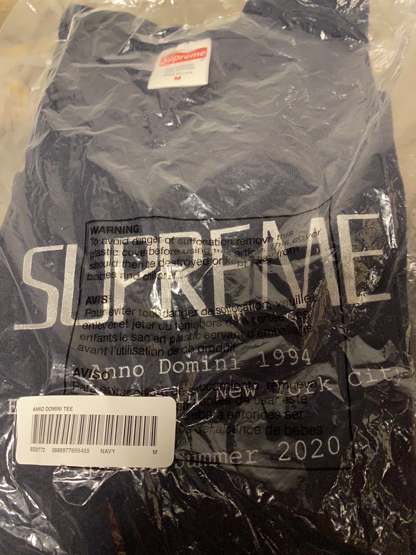 Supreme anno domini tee navy brand new