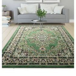 Green Rug Oriental 8x10 Traditional Medallion Indoor Area Rug Siesta (Green Beige, 7'10" x 10')