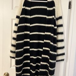 Black and white striped AllSaints cardigan. Size S
