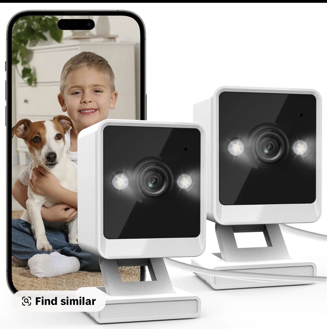 Indoor Camera, Wired 2K Cameras for Home Security with Color Night Vision & Siren, 2-Way Audio for Pet/ Dog/Baby/Nanny, 2.4GHz WiFi Camera, Cloud & SD