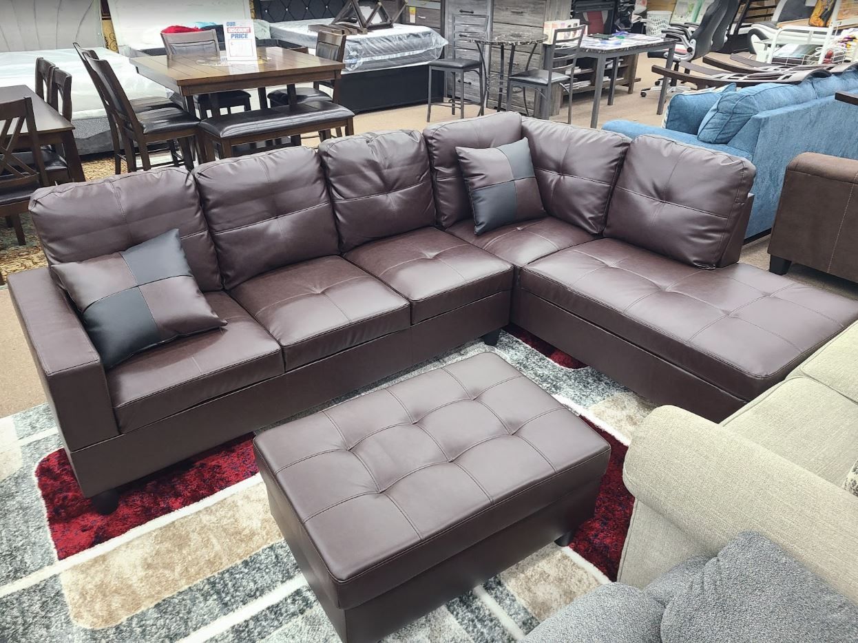CALL 2404906970 ESPRESSO FAUX LEATHER SECTIONAL SPECIAL
