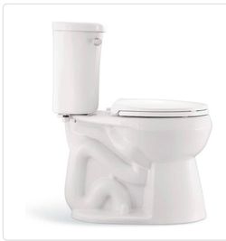 Power Flush 12 inch Rough In Two-Piece 1.28 GPF Single Flush Round Toilet in White Seat