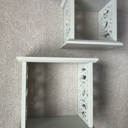Two Light Grey Floating Shelves Shelf