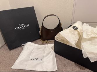 NWT Coach Brooklyn Shoulder Bag 23 Maple Leather Brass Chain Box Dust Bag