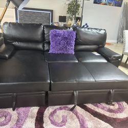 Black Sleeper Sofa With Storage Chaise Only $799 This Week Only 