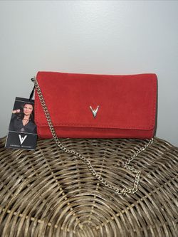 NWT VANESSA WILLIAMS GENUINE SUEDE CLUTCH RED