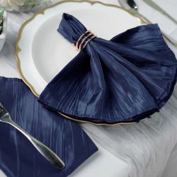 150 Blue Crinkle Accordion Silk Navy Napkins 