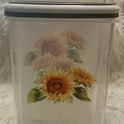 Set of 3 Plastic Storage Containers with Sunflower Design