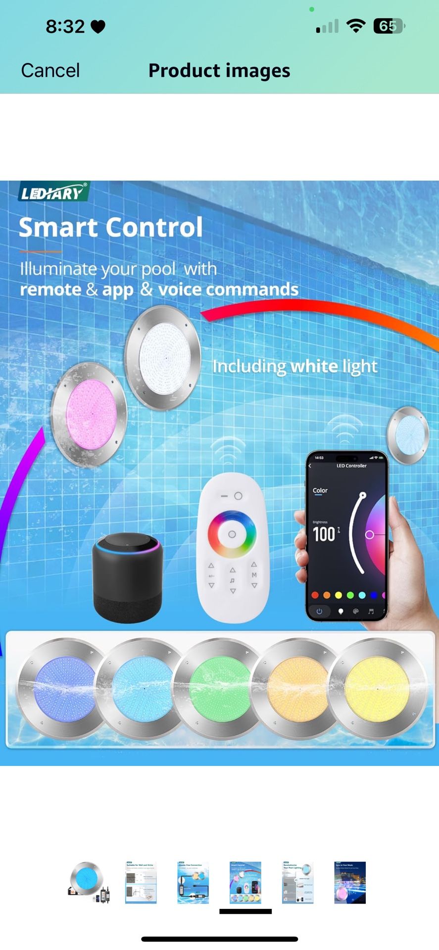 LEDIARY 10" RGBW LED Pool Lights for Inground Pool, 120V 54Watt Swimming Pool Lights with 50FT Cord, IP68 Waterproof Pool Underwater Light for 10" Wet