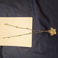 Silver double strand flower necklace