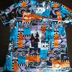 Halloween Scrub Top Size Small