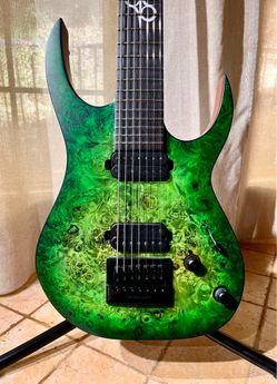 S1.7LB – Lime Burst Matte Electric Guitar - 7 String - Evertune Bridge - Hardshell Case