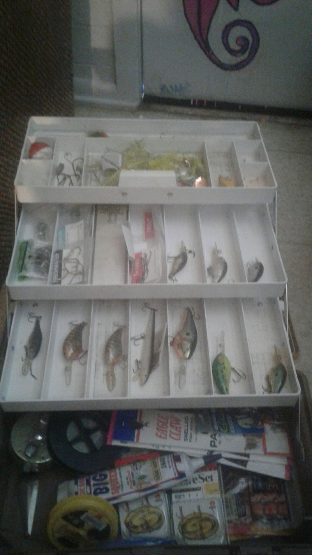 New and used fishing tackle and box