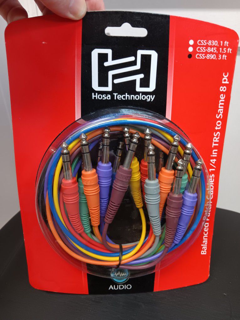 Hosa 1/4 TRS To TRS, 8PC 3 FEET CABLE PACK