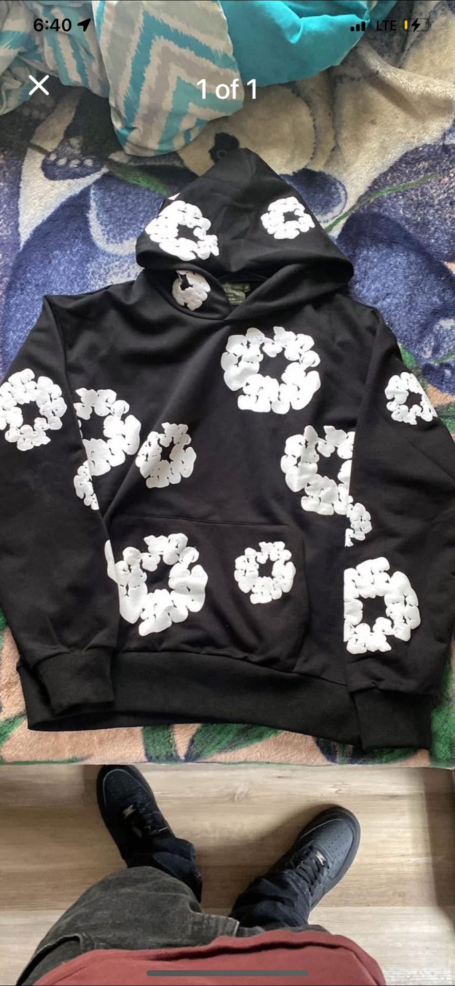 Black Denim Tear Hoodie