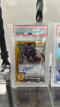 2024 Bowman U Chrome Cameron Skattebo PSA 10 Auto Yellow Refractor
