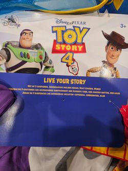 Toy story kid costumes. (Woody, forky, and buzz lightyear)