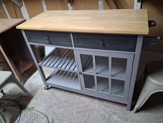 Kitchen Island Cart with Butcher Block Top