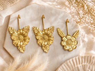 Vintage Gold Floral Wall Hooks  (Set of 3 )