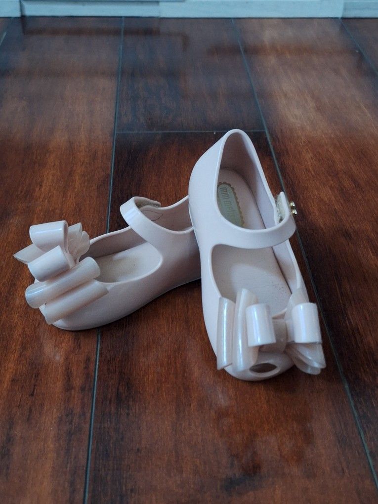 Mini Melissa Ultragirl Pink Mary Jane Bow Shoes, Toddler Size 6 Shoes